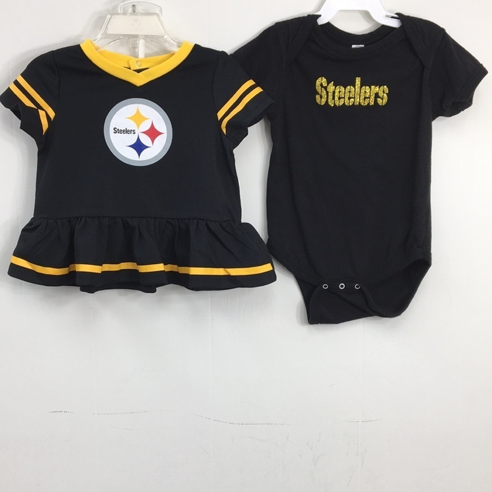 Girls Steelers Fan Shirt and Onesie Set Size 6-12 (shirt) & 18 m (onesie)